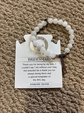 Sterling Silver White Beaded Bridesmaid Bracelet
